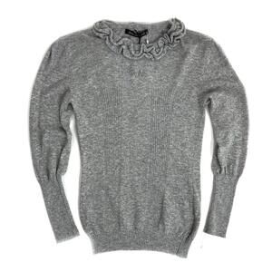 AnnaRita N Girl Size Medium Angora Blend Knit Ruffle Neck Italian Sweater Top